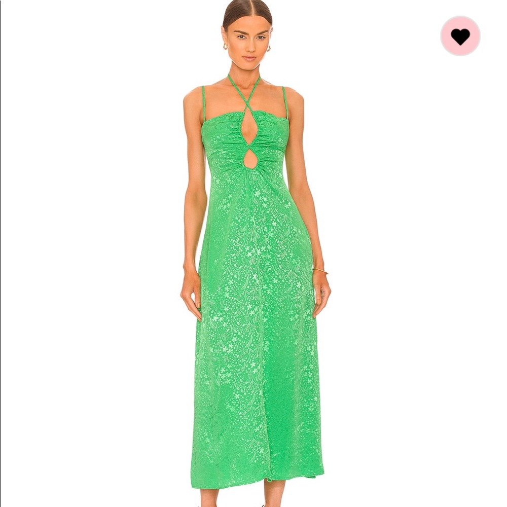 Solano midi slip Green floral dress